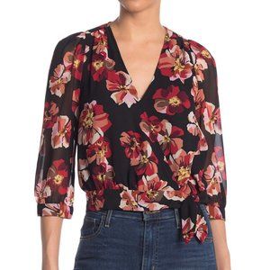 Madewell | floral wrap top, 3/4 billowy sleeves